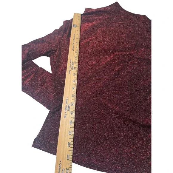 Veronica Beard Crimson Lurex Turtleneck Top - Picture 6 of 13
